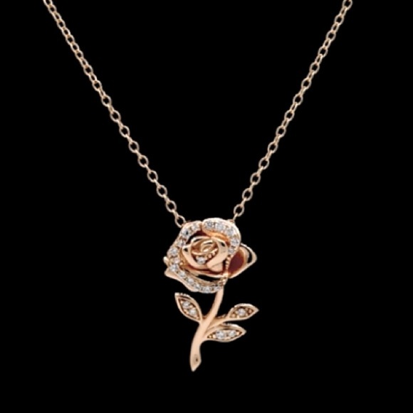 Disney Belle Enchanted Rose Beauty Beast Necklace - Picture 9 of 11